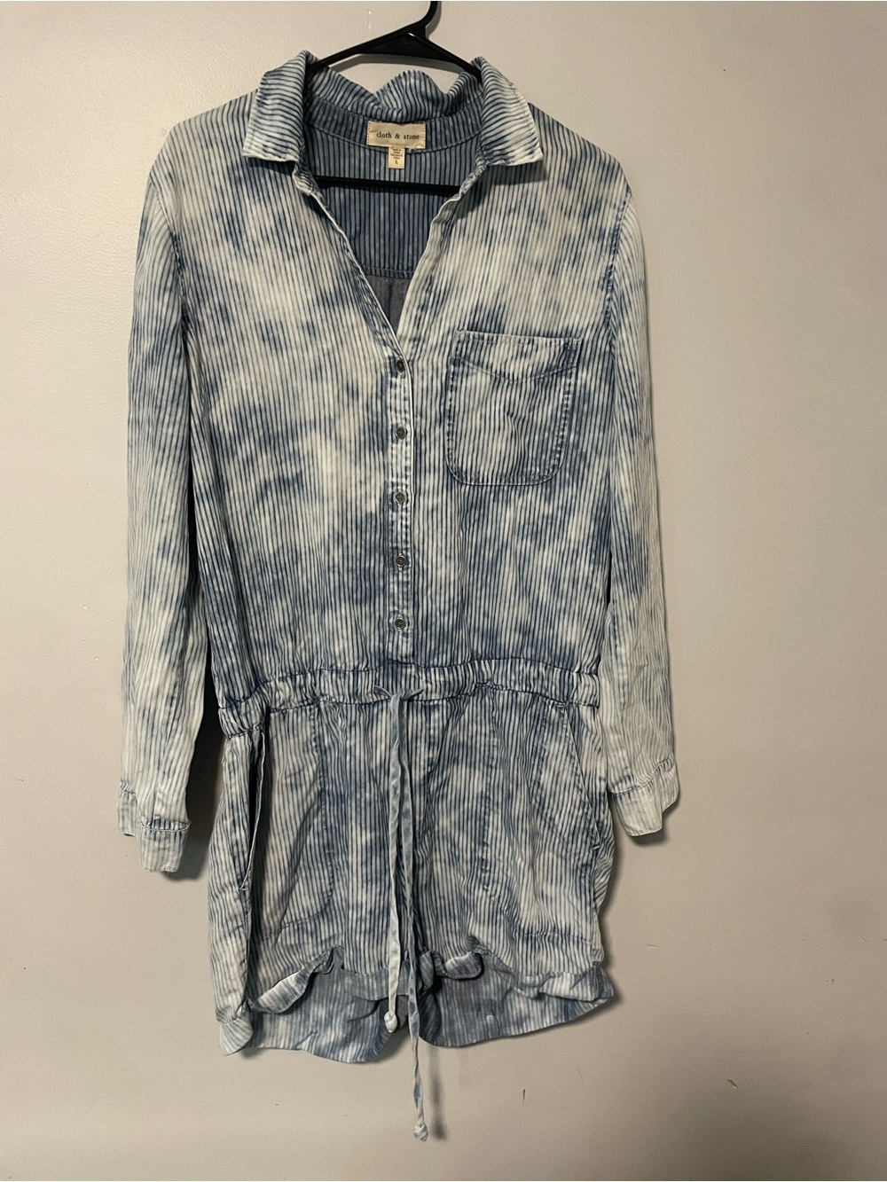 cloth & stone Blue and White Striped Romper
